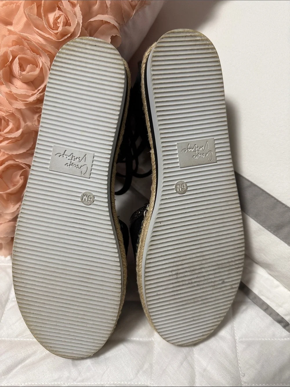 Crown Vintage Black Espadrille Ankle-Strap Flats